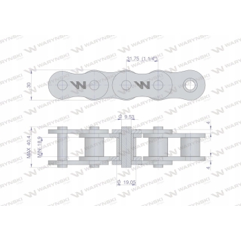 Łańcuch rolkowy wzmacn. 20A-1 1.1/4 5 m WARYŃSKI