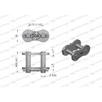 Zamek łańcucha wzmocniony Z20A-1 R1 1.1/4 WARYŃSKI