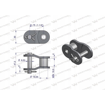 Półogniwo łańcucha wzm. P20A-1 R1 1.1/4 WARYŃSKI