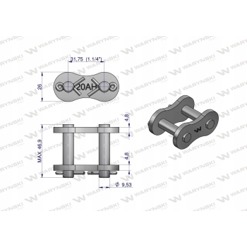 Zamek łańcucha przemysłowy Z20AH-1 1.1/4 WARYŃSKI