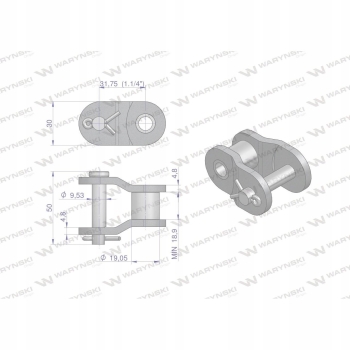 Półogniwo łańcucha przem. P20AH-1 1.1/4 WARYŃSKI
