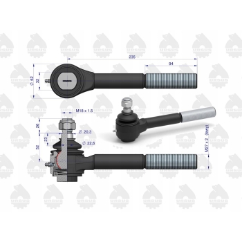 Przegub długi lewyz nakrętką C-385 ORYGINAŁ URSUS