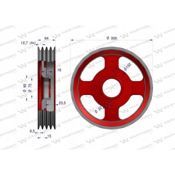 Koło pasowe duże kosiarka rotacyjna 1,65 WARYŃSKI