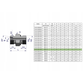 Przyłącze hydrauliczne BB M24x1.5 x 1/2' WARYŃSKI