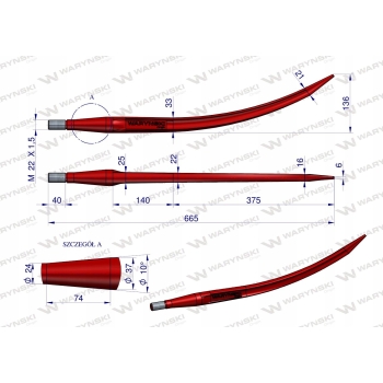 Ząb ładowacza wygięty 680 5193-FT89K Tur WARYŃSKI