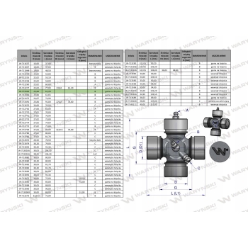 Krzyżak wału 24x61.20 (23.84x61.20) WARYŃSKI