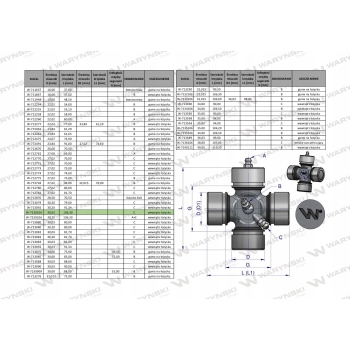Krzyżak wału 30x106.30 smarowanie boczne WARYŃSKI