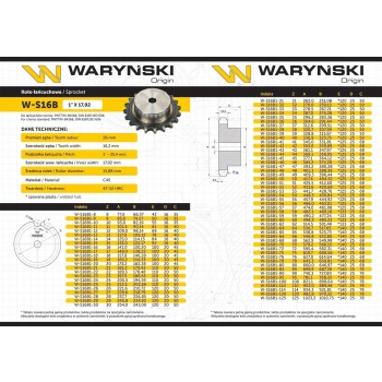 Koło zębate z kołnierzem 16B-1 1 Z-12 WARYŃSKI