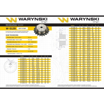 Koło zębate z kołnierzem 12B-1 3/4 Z-16 WARYŃSKI