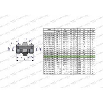 Złączka hydrauliczna redukcyjna 1/2'x3/4' WARYŃSKI