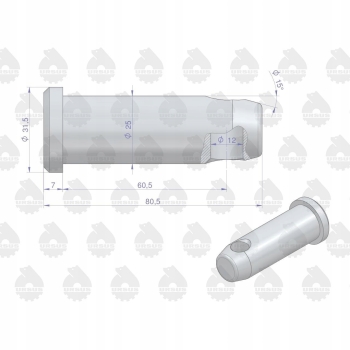 Sworzeń belki zaczepowej MF3 ORYGINAŁ URSUS