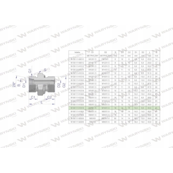 Przyłącze hydrauliczne nypel M26/M18x1.5 WARYŃSKI