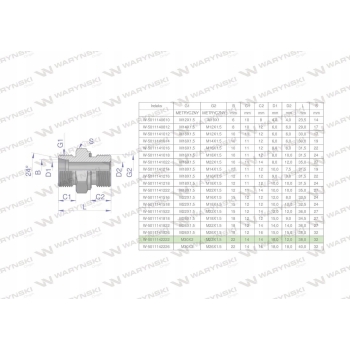 Przyłącze hydrauliczne nypel M30x2/M22x1.5 WARYŃSK