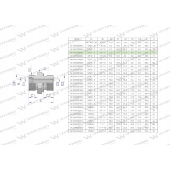 Przyłączka hydrauliczna M12x1.5 06L x 3/8 WARYŃSKI