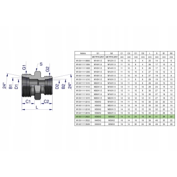 Złączka hydrauliczna BB M36x2 / M30x2 WARYŃSKI, W-5011112822