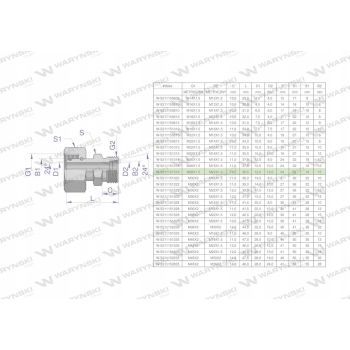 Złączka hydrauliczna AB M26x1.5 / M22x1.5 WARYŃSKI