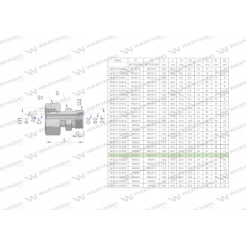 Złączka hydrauliczna AB M36x2 / M26x1.5 WARYŃSKI