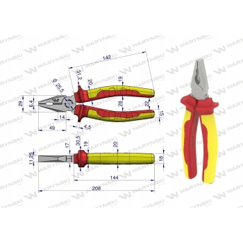 Szczypce izolowane uniwersalne 200mm WARYŃSKI