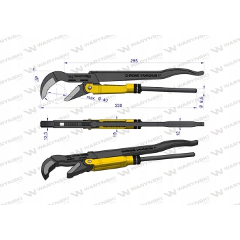 Szczypce szwedzkie do rur typ 45° 330mm WARYŃSKI