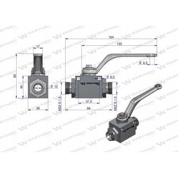 Zawór kulowy hydrauliczny 2/2 M22x1.5 15L WARYŃSKI