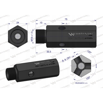 Zawór bezpieczeństwa cylindra hydraulicznego siłownika URSUS C-385 WARYŃSKI