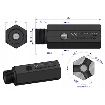 Zawór bezpieczeństwa pompy hydraulicznej URSUS C-385 WARYŃSKI, 88413903-W