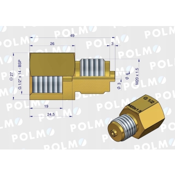 Złączka manometryczna GZ M20x1.5xGW G1/2