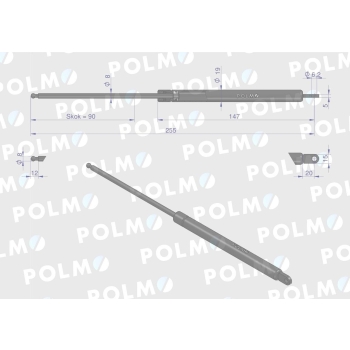 Siłownik szyberdachu L max. 255mm FIAT POLMO