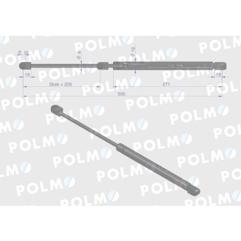 Siłownik szyby tylnej L 500mm FRITZMEIER POLMO