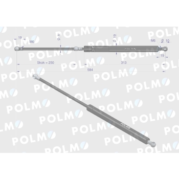 Siłownik szyby tył 584mm CASE NEW HOLLAND POLMO