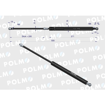 Siłownik szyba przód tył 500mm CASE FENDT MF POLMO