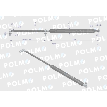 Siłownik drzwi L max. 600mm 04373763P DEUTZ POLMO