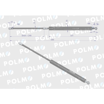 Siłownik szyby tylnej 599mm CA516619P FENDT POLMO