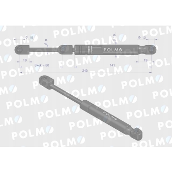 Siłownik szyby tył 240mm 1284636C1P CASE IH POLMO