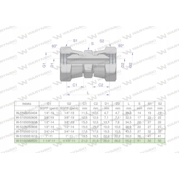 Złączka hydrauliczna calowa AA 1 1/4' BSP WARYŃSKI