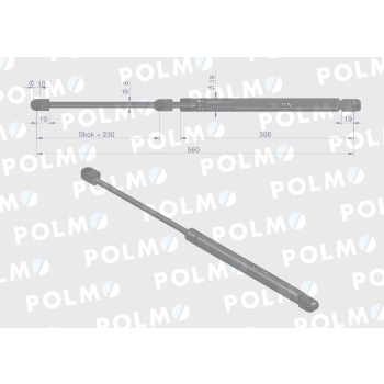 Siłownik szyba tylna 560mm 65417039 FIAT POLMO