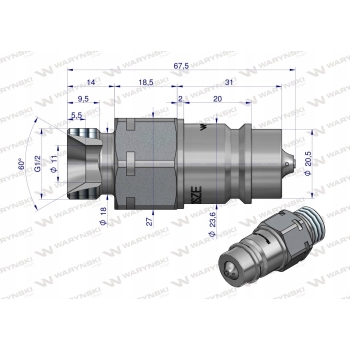 Szybkozłącze hydrauliczne G1/2'BSP GZ WARYŃSKI
