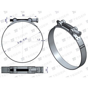 Opaska zaciskowa GBS 48-51 ocynk 22mm TEGER