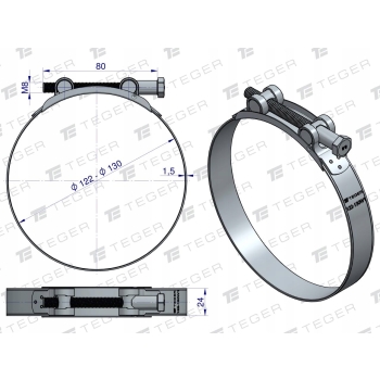 Opaska zaciskowa GBS 122-130 ocynk 24mm TEGER