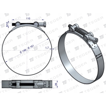 Opaska zaciskowa GBS 149-161 ocynk 26mm TEGER