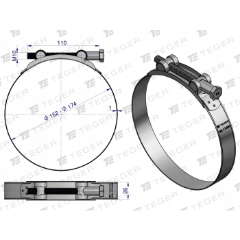 Opaska zaciskowa GBS 162-174 nierdzewna 26mm TEGER