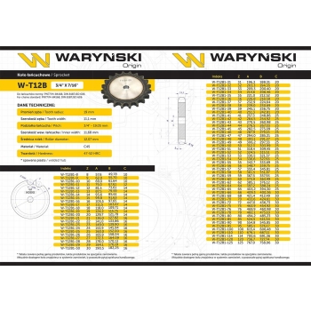 Koło zębate hartowane 12B-1 (R1 3/4) Z-15 WARYŃSKI