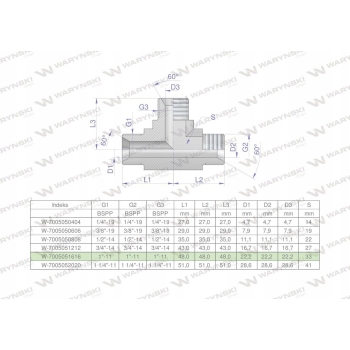 Trójnik hydrauliczny calowy BBB 1' BSP WARYŃSKI