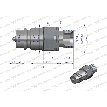 Szybkozłącze hydrauliczne wtyczka M20x1.5 WARYŃSKI