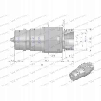 Szybkozłącze hydrauliczne wtyczka M22x1.5 WARYŃSKI