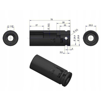 Nasadka udarowa 6-kątna długa 1/2' 20mm WARYŃSKI