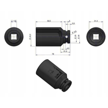 Nasadka udarowa 6-kątna długa 1/2' 31mm WARYŃSKI