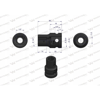 Nasadka udarowa 6-kątna 1/2' 11mm WARYŃSKI