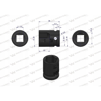 Nasadka udarowa 6-kątna 1/2' 21mm WARYŃSKI