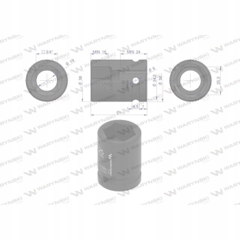 Nasadka udarowa 6-kątna 3/4' 25mm WARYŃSKI